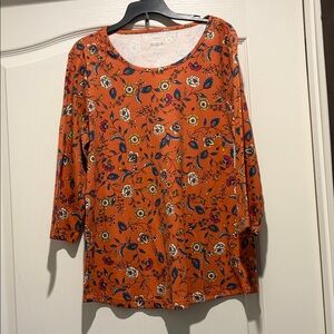 Blair Women's Vibrant Orange Floral Long Sleeve Top